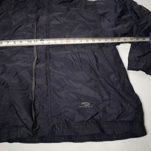 Mens Brooks Size 2XL Windbreaker Jacket Zip And Button Closure Dark Blue - Picture 5 of 9